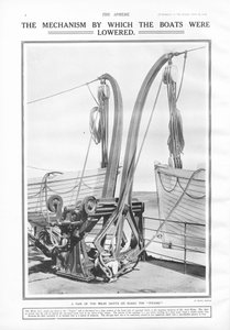 Welin davits, den mekanisme, hvorved bådene blev sænket, fra The Sphere, 27. april 1912 af English School