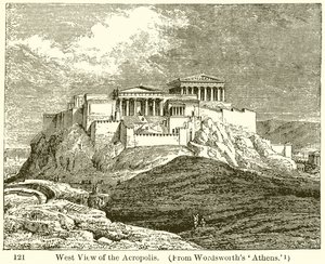 Vestudsigt over Akropolis af English School