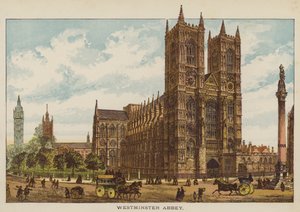 Westminster Abbey (farvet gravering) af English School