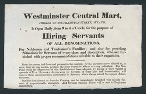Westminster Central Mart, ansættelse af tjenere af English School