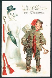 Hvilken jubel til jul - victoriansk julekort af English School