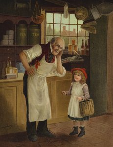 "Hvad sagde du, lille ven" (chromolitho) af English School