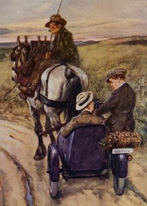 Hvem har glemt benzinen? (farve litho) af English School