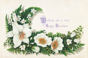 Vilde roser og liljekonval, julekort af English School