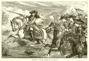 William III i slaget ved Boyne af English School