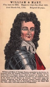 William og Mary (farvet gravering) af English School