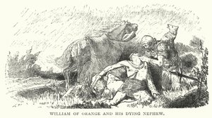 Vilhelm af Orange og hans døende nevø (gravering) af English School