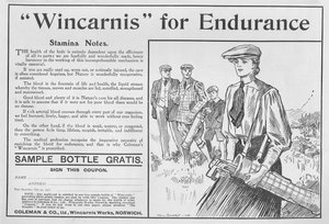 Wincarnis for Endurance, annonce fra The Graphic, 27. oktober 1906 af English School