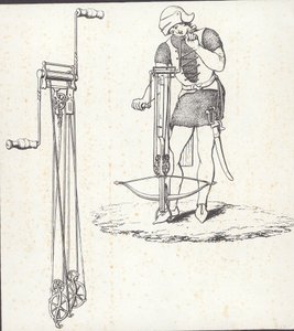 Ankerspilsmekanisme til spænding af armbrøst, illustration fra 