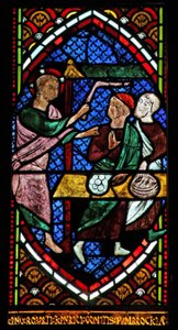 Window Ew, der forestiller Jesus, vælter tempelhandlerne af English School