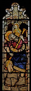 Window Ew forestillende St Christopher af English School