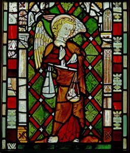 Window Ew forestillende St Michael af English School