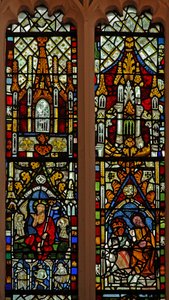 Window Ew, der skildrer opstandelsen; Jomfruens kroning af English School