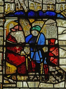 Vindue S4, der forestiller Isaac, sender Esau efter vildtkød af English School