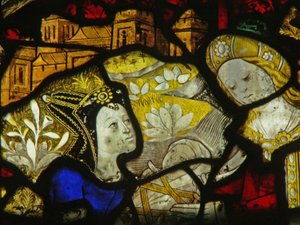 Vindue S4, der forestiller Moses reddet fra bullrushes af English School