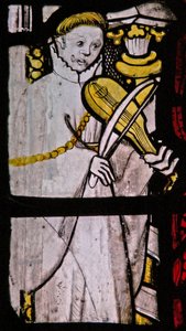 Fenster S6 zeigt einen Musiker mit Rebec