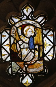 Window St Nectan Chapel Ew, der forestiller ærkeenglen Gabriel fra bebudelsen af English School