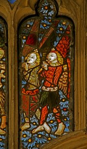 Vindue n1 forestillende musikengle med piber af English School