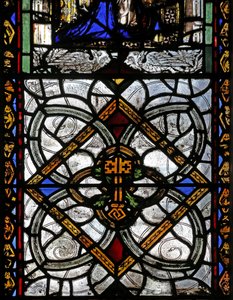 Vindue n4 med grisaille & St. Peter-emblem af English School
