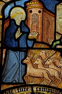 Fenster n5 mit St. Neots gestohlenen Ochsen, die ihm zurückgegeben werden