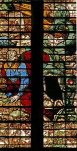 Fenster w16, Darstellung von Jona, der vom Wal befreit wird von English School