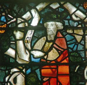 Vindue w16 viser en profet på Isajs træ af English School