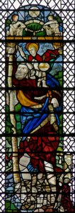 Vindue w36 afbilder St Christopher - en hybridfigur af fransk C16 og engelsk C15 glas samlet i 1956 af English School