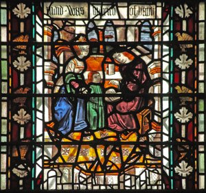 Vindue w58, der forestiller St. Thomas Becket i skolen af English School