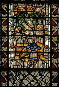 Vindue w58, der viser St Thomas Beckets fødsel af English School