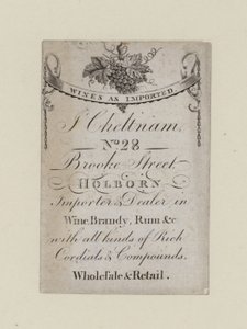 Vinhandlere, IN Cheltenham, handelskort af English School