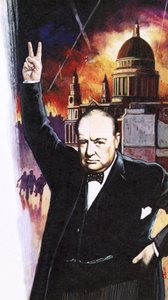 Winston Churchill under Blitz af English School