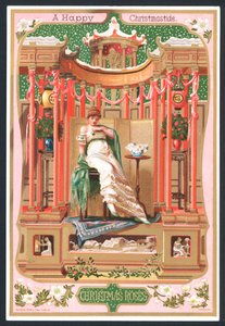 Vinterroser - victoriansk julekort af English School