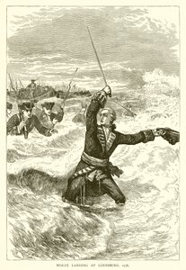 Wolfe lander ved Louisburg, 1758 af English School