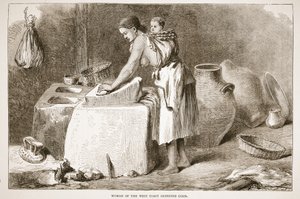 Woman of the West Coast maler majs, illustration fra The Pictorial Edition of the Life and Discoveries of David Livingstone af J. Ewing Richie, pub. af A. Fullarton & Co., 1876 af English School