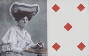 Kvinde med spillekort og de fem diamanter (farve litho) af English School