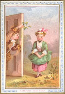 Bejler til pigen mod misteltenen, nytårskort af English School