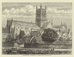 Worcester Cathedral, fra sydvest af English School