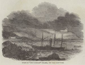 Vraget af "The Vanguard" Steamer, ud for Cork Lighthouse (gravering) af English School