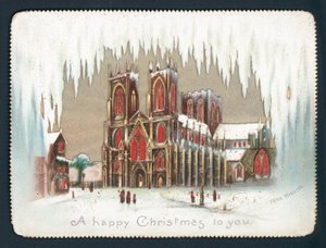 York Minster om vinteren, julekort af English School