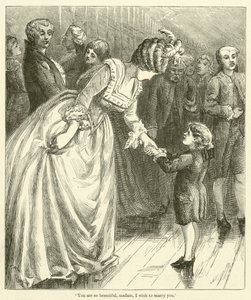 "De er så smuk, frue, at jeg ønsker at gifte mig med Dem" (gravering) af English School