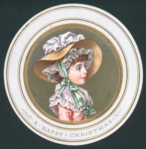 Junges Mädchen mit Haube, Weihnachtskarte