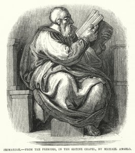 Zechariah, fra freskoerne, i Det Sixtinske Kapel, af Michael Angelo (gravering) af English School