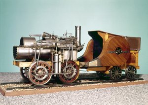 1:10 model af det første lokomotiv bygget af Marc Seguin (1786-1875) til St. Etienne-Lyon Railway (træ og metal)
