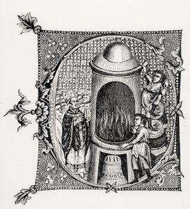 Historikert initial C fra Divinorum Officiorum af William Durand, illustration fra Videnskab og litteratur i middelalderen og renæssancen, skrevet og indgraveret af Paul Lacroix, 1878 ( af English School English School