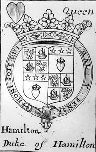 Spillekort, der viser hertugen af Hamiltons våbenskjold af English School English School
