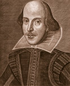 Portræt af William Shakespeare, graveret af Martin Droeshout (ca.1560-c.1642), 1623 af English School English School