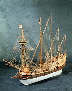Rigget model af en portugisisk caravela fra ca. 1535 (træ) (se også 260974)