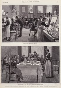 Kunstnerisk og huslig træning på William Street Board School, Hammersmith, London (litho)