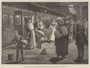 Hop-plukkere starter fra London Bridge Railway Station ved midnat af Enoch Ward