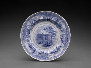 Tallerken, ca. 1831-46 (blyglaseret lertøj med transfertryk) af Enoch Wood and Sons